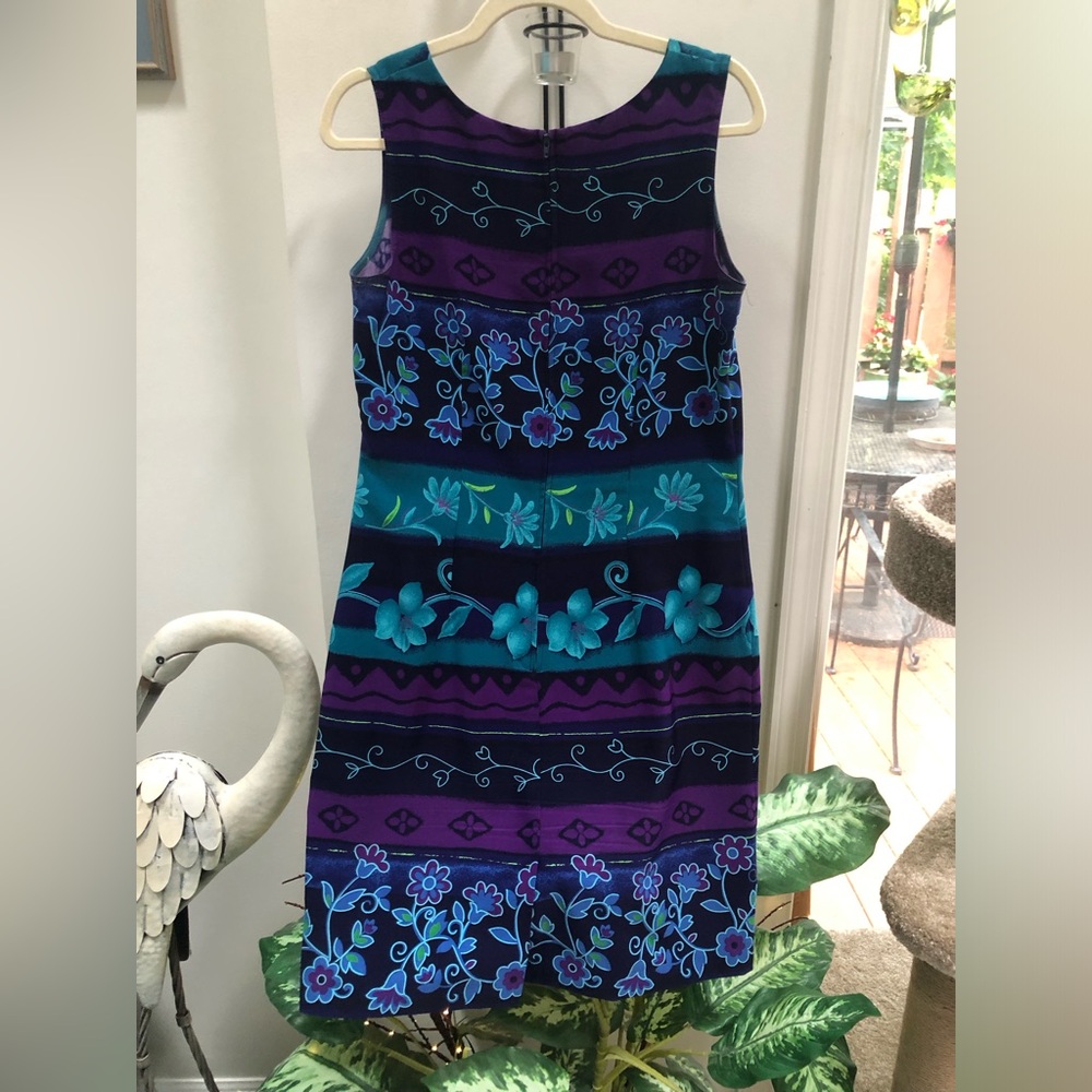 Sag Harbor Sheath Dress Purple and Blue Sleeveless Scoop Neck - Picture 4 of 4